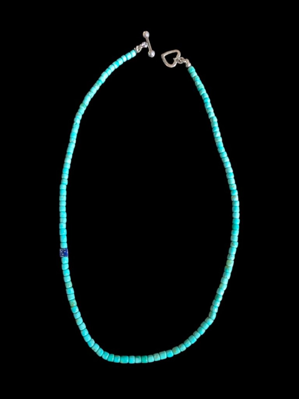 925 Sterling Silver Clasp Turquoise 2mm Beaded And Blue Lapis Accent 16"